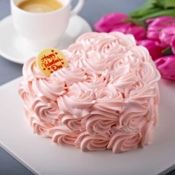 Pink Heart Roses Cake