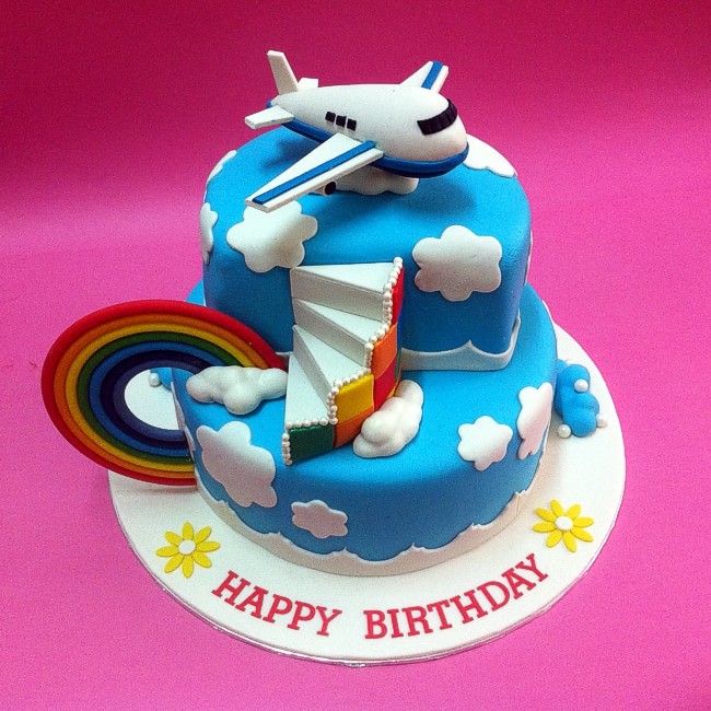 Customised Rainbow Theme Cake, Food & Drinks, Homemade Bakes on Carousell