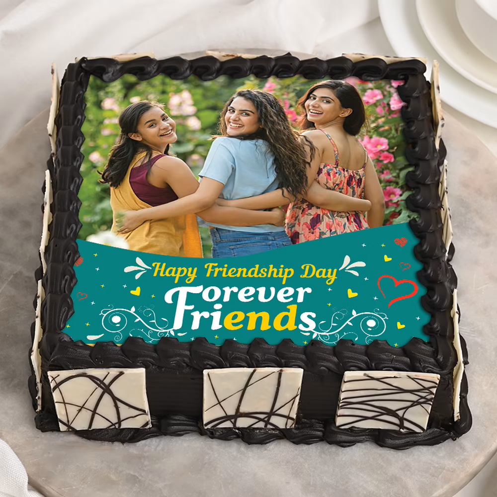Send Online Eggless Friendship Theme Cake In Delhi And Noida
