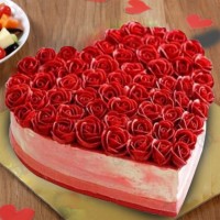Heart Shape Red Roses Cake