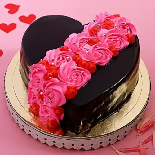 Roses On Heart Cake