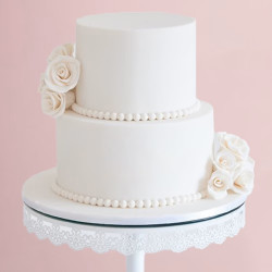 2 Tier White Floral Cake